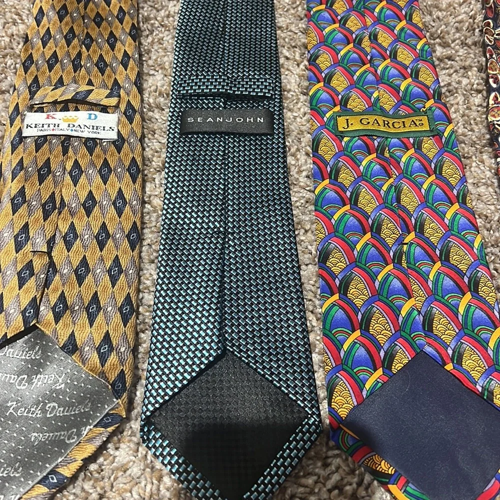 Men’s tie bundle cool retro vintage bright colorful unique paisley polka dot - Picture 5 of 6